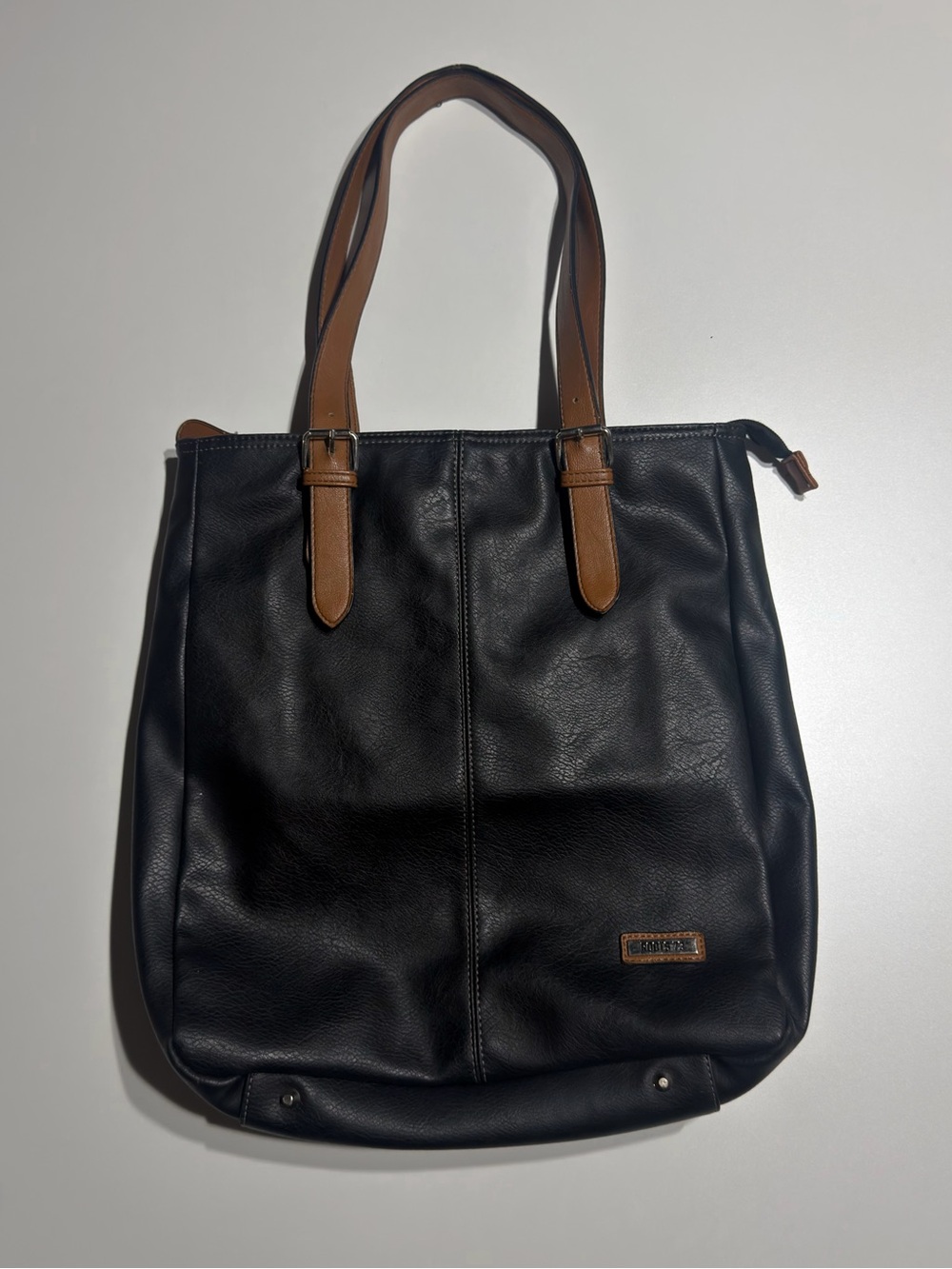 Black Tote Bag with Tan Straps - Everyday Carry
